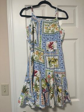 Cupshe Multicolor Floral Patchwork Spaghetti Strap Dress - White, Blue & Yellow